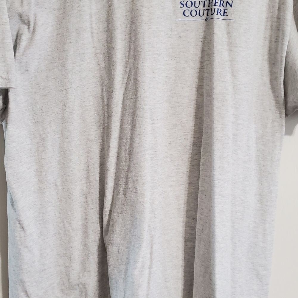 Gildan Light Gray Men's Tee with Blue Print